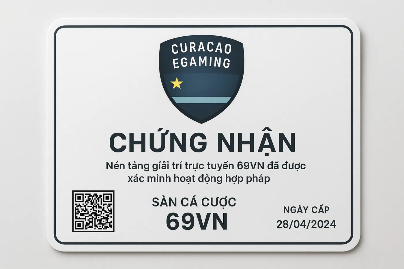 giấy phép hoạt động 69VN từ PAGCOR và Curacao uy tín