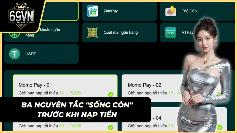 hướng dẫn giao diện nạp tiền 69vn đa phương thức mới nhất 2026