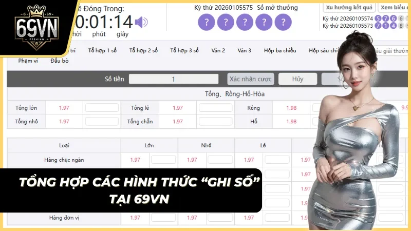 giao diện bảng cược xổ số online tại 69vn với tỷ lệ ăn cao